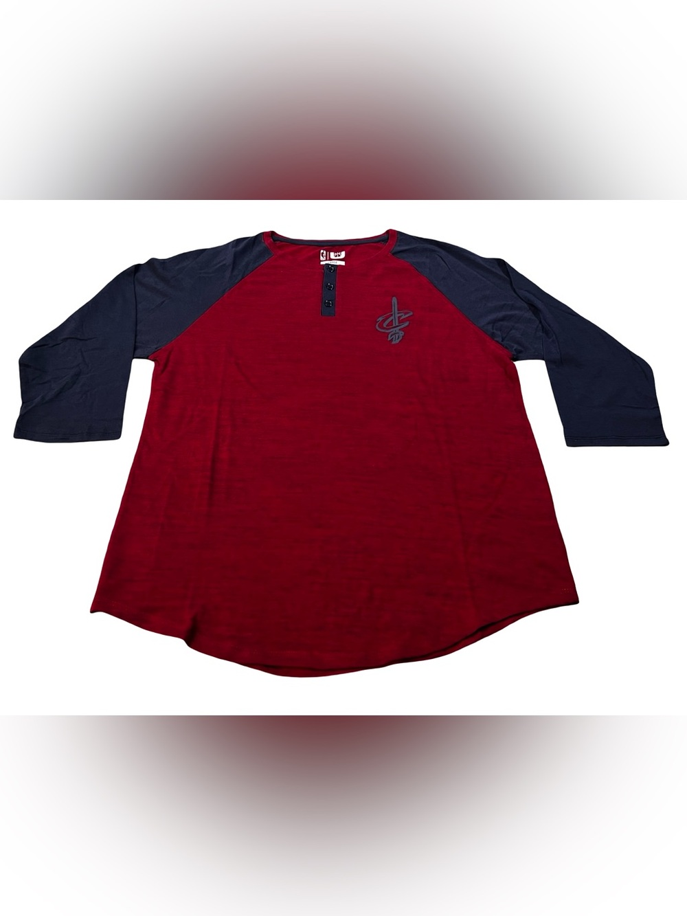 Cleveland Cavaliers NBA Men’s 3/4 Sleeve Henley Shirt Red Navy size large